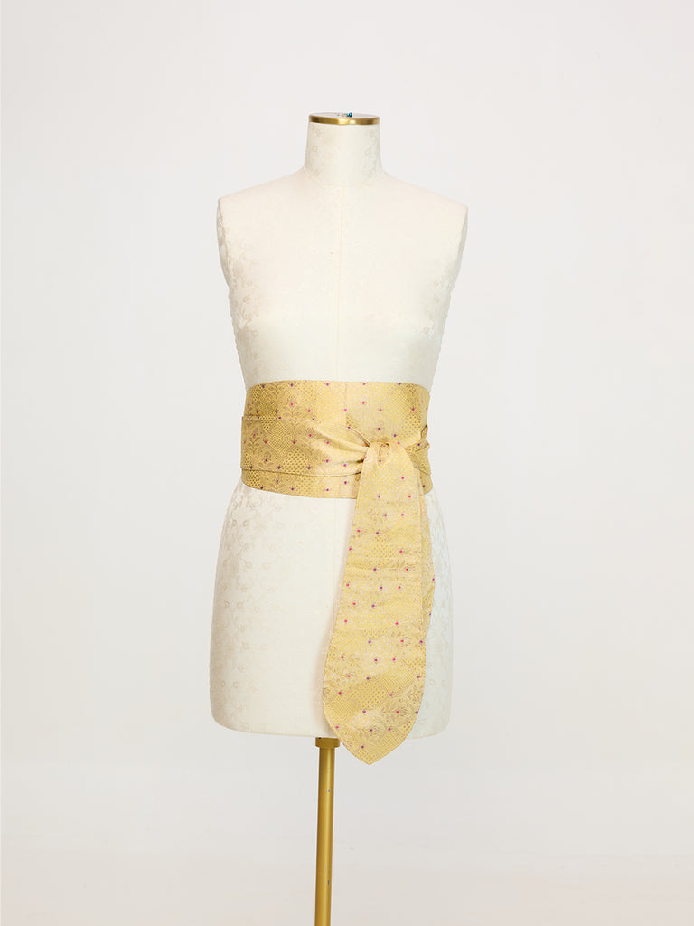 Handwoven Pale Mustard Banarasi Belt
