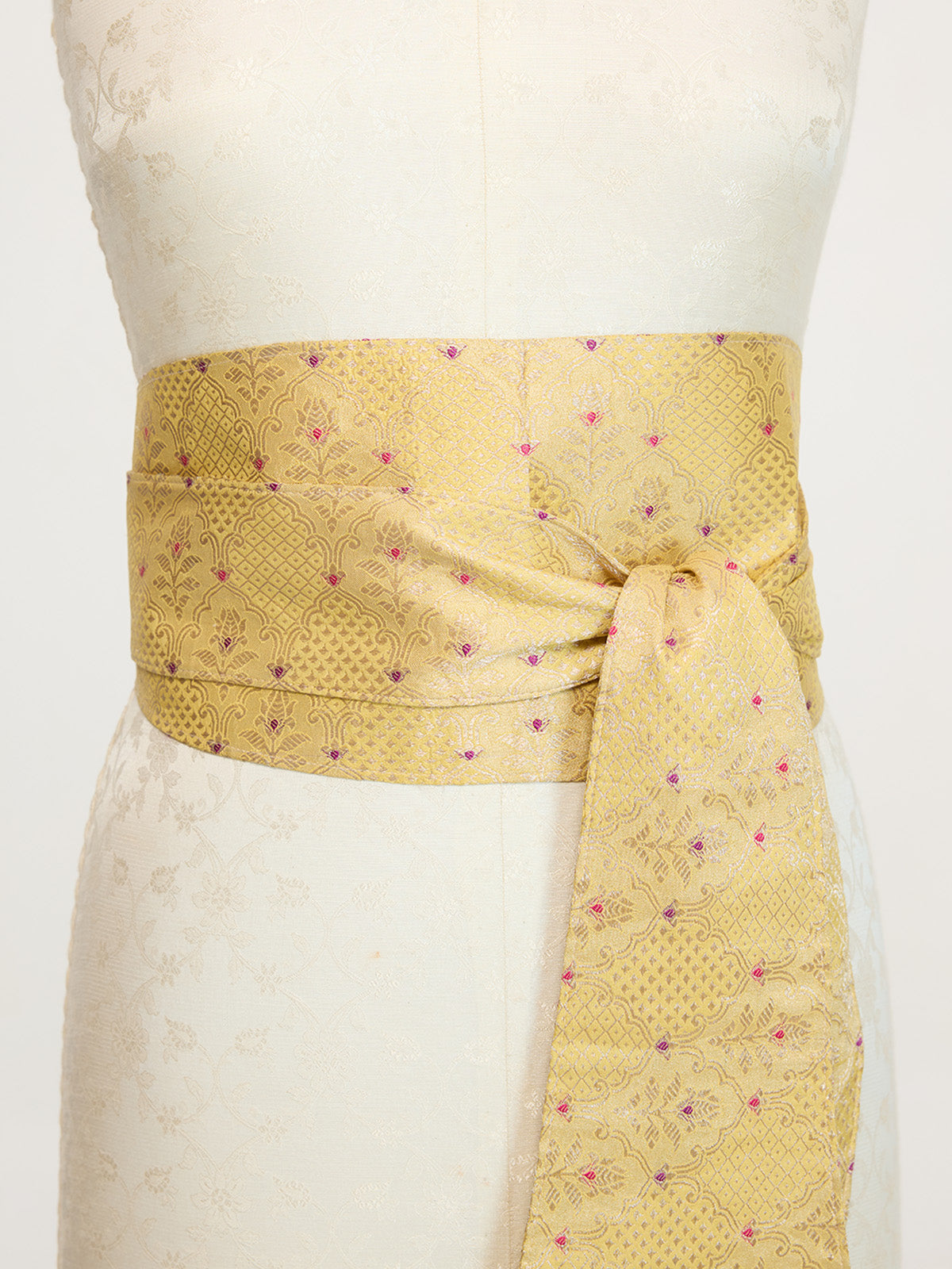 Handwoven Pale Mustard Banarasi Belt