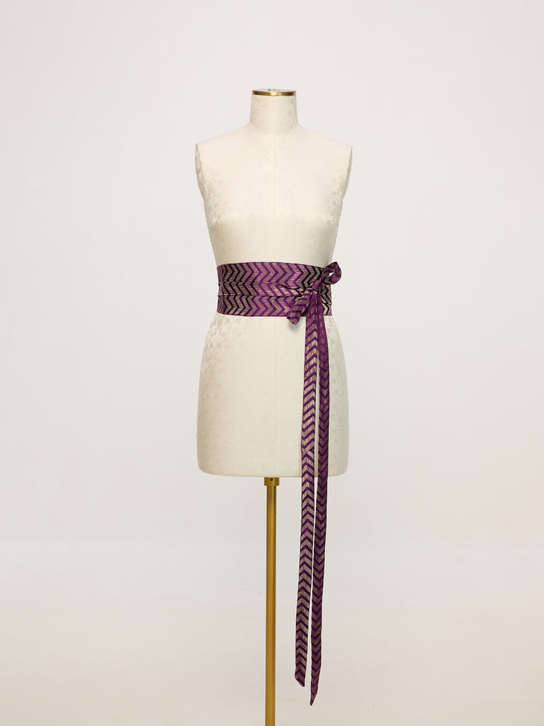 Handwoven Purple & Gold Banarasi Belt