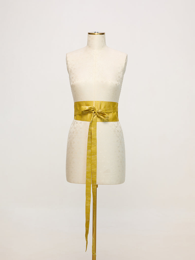 Handwoven Canary Yellow Banarasi Belt