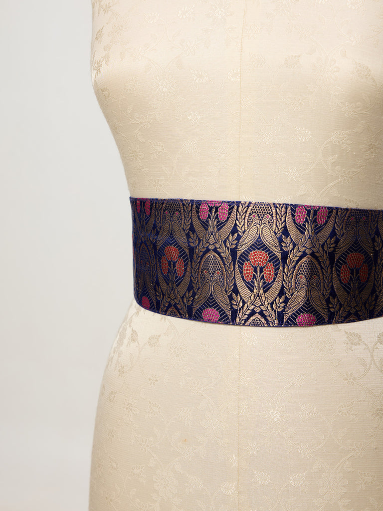 Handwoven Navy Blue Banarasi Belt