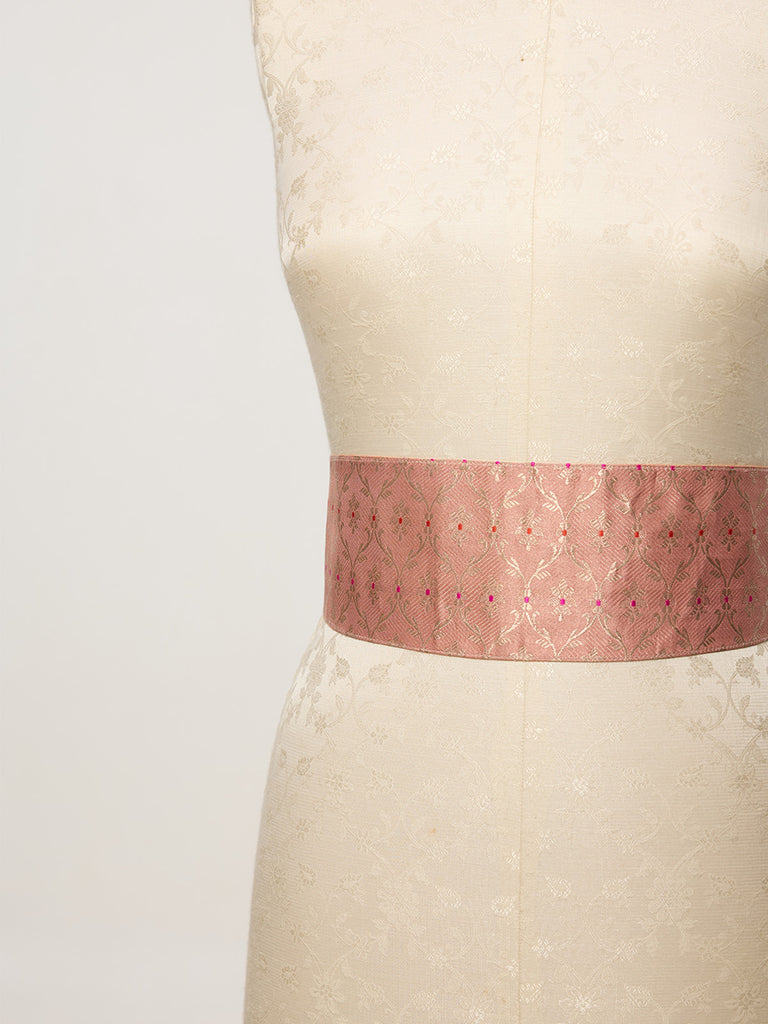 Handwoven Apricot Peach Banarasi Belt