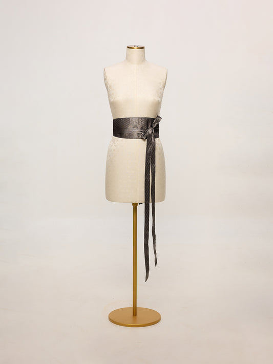 Handwoven Stone Grey Banarasi Belt