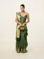 Handwoven Bottle Green Kanjivaram Saree