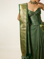 Handwoven Bottle Green Kanjivaram Saree
