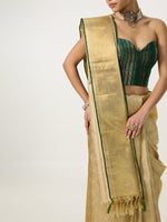 Handwoven Ivory-Gold Kanjivaram Saree