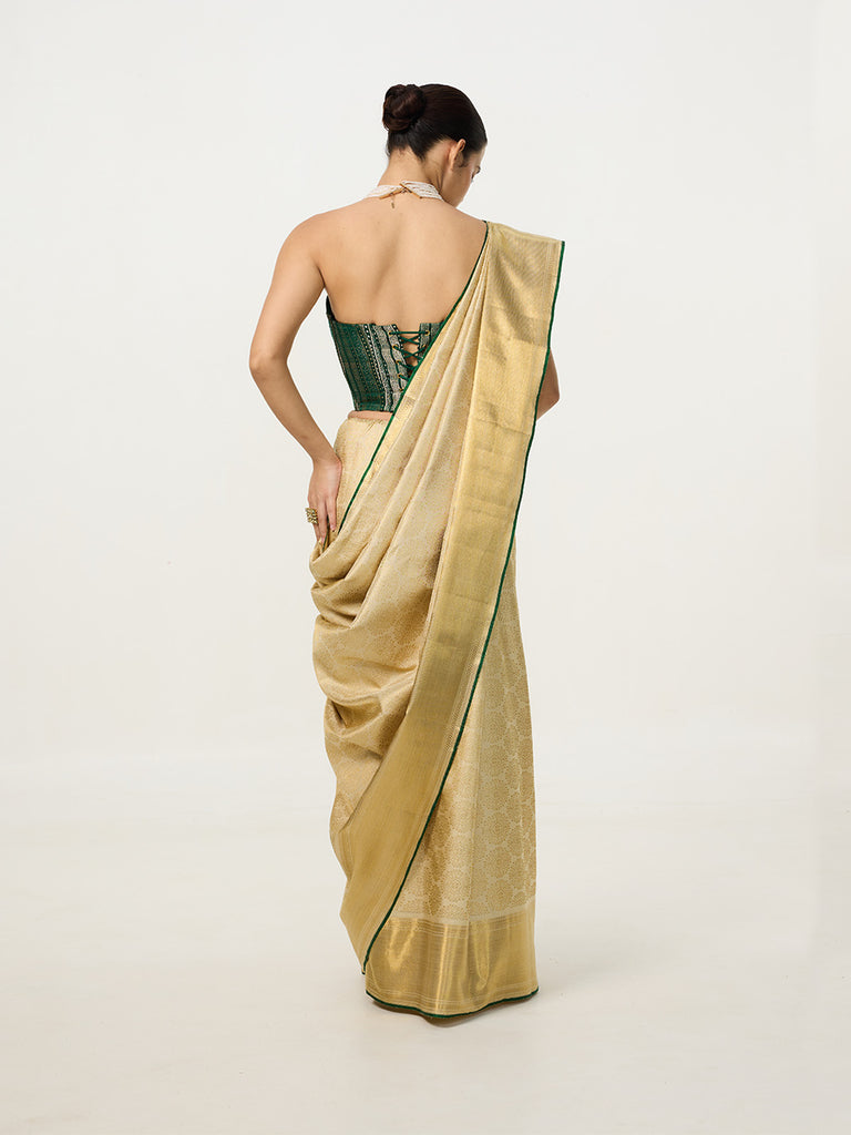 Handwoven Ivory-Gold Kanjivaram Saree