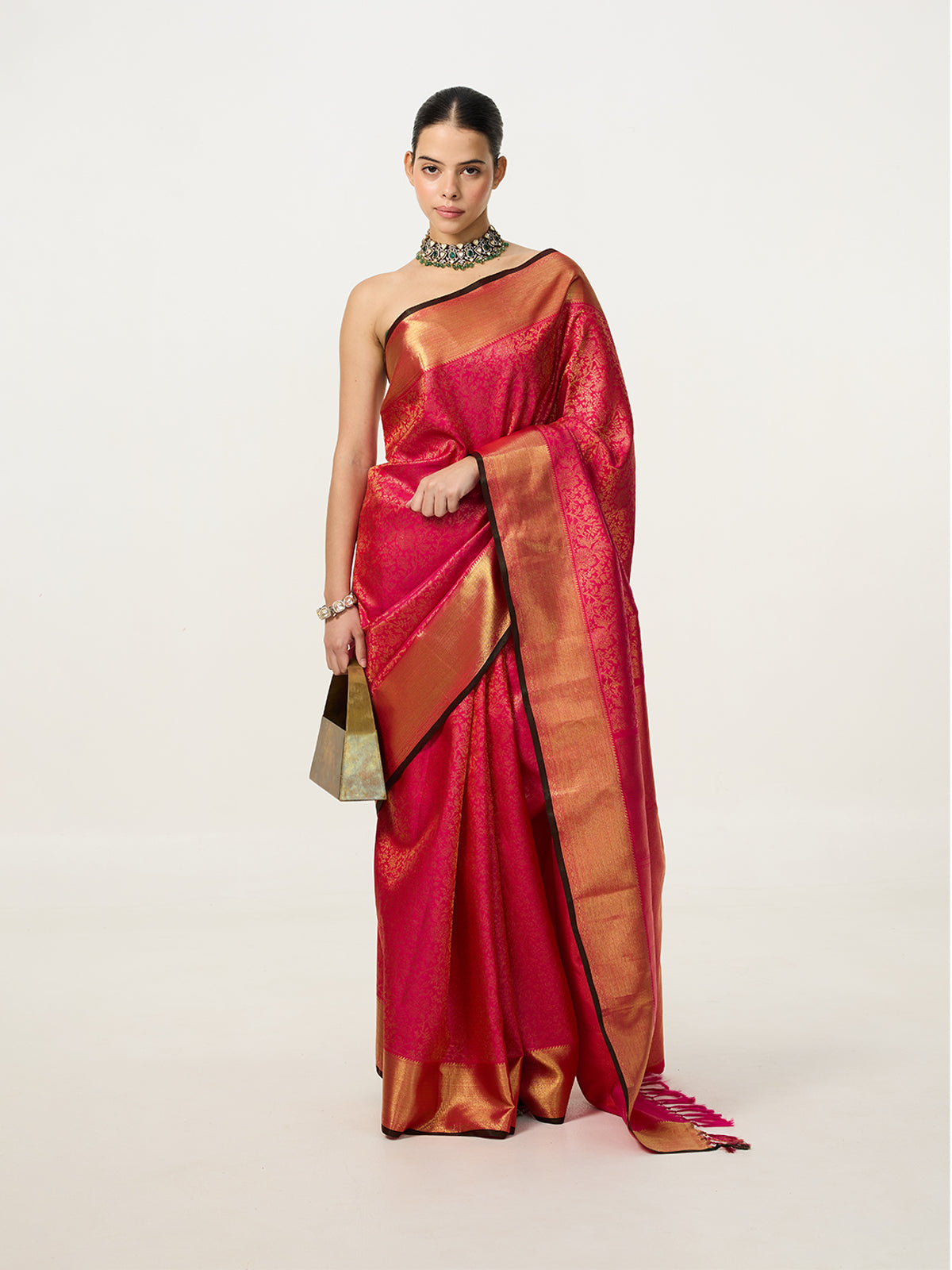 Handwoven Deep Pink Kanjivaram Saree