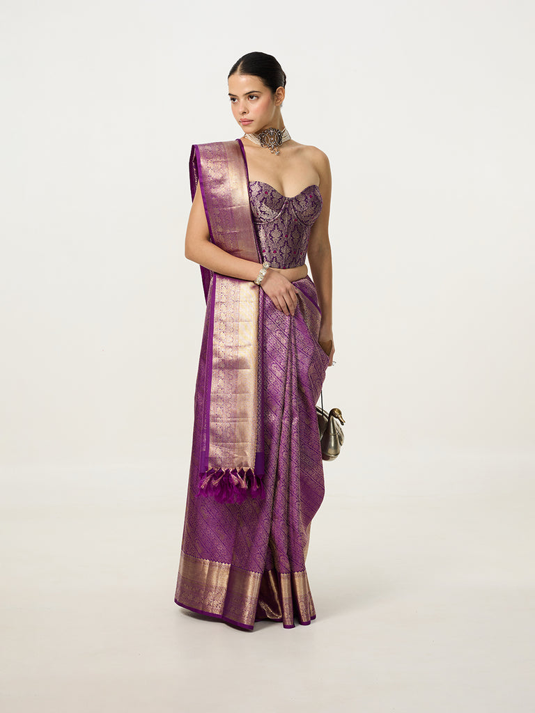 Handwoven Lilac Kanjivaram Saree