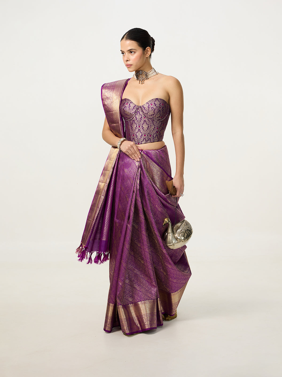 Handwoven Lilac Kanjivaram Saree