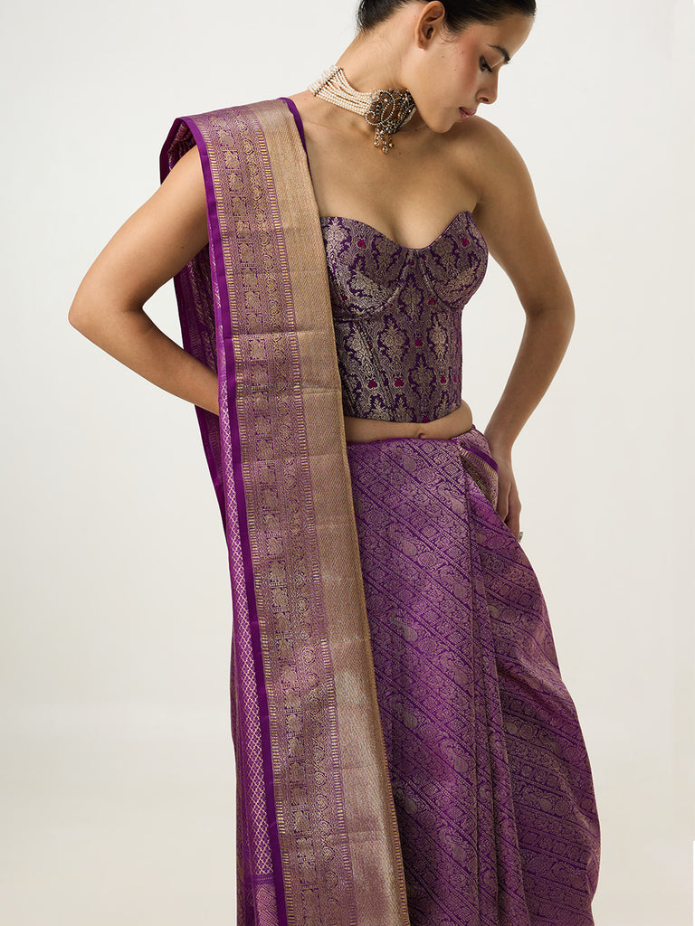 Handwoven Lilac Kanjivaram Saree
