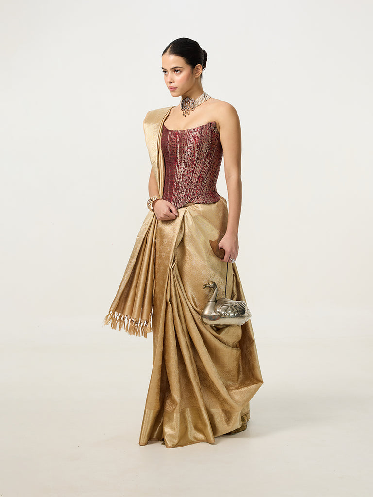 Handwoven Gold Kanjivaram Saree