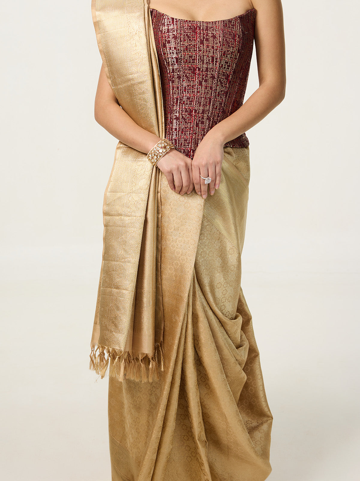 Handwoven Gold Kanjivaram Saree