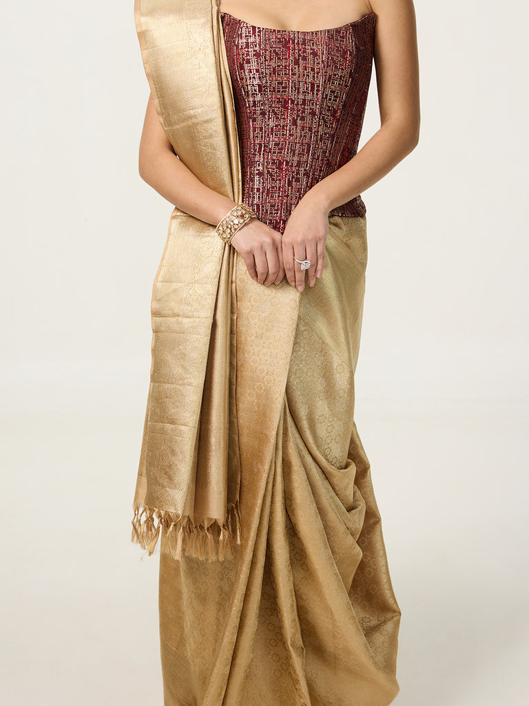 Handwoven Gold Kanjivaram Saree