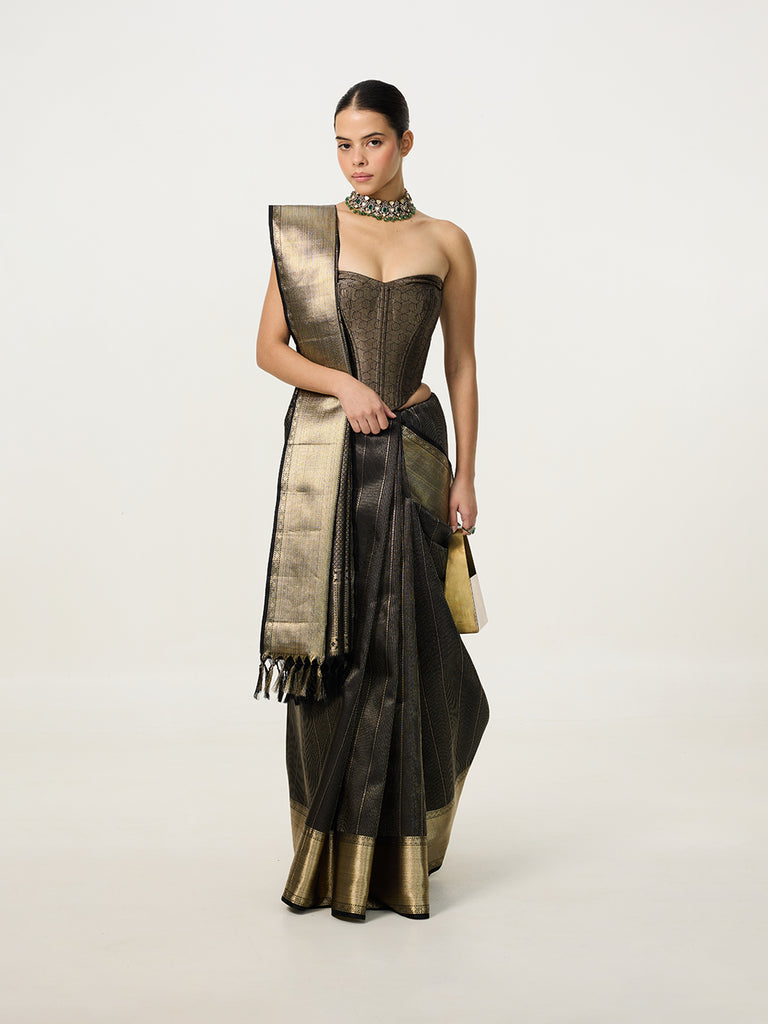 Handwoven Black Kanjivaram Saree
