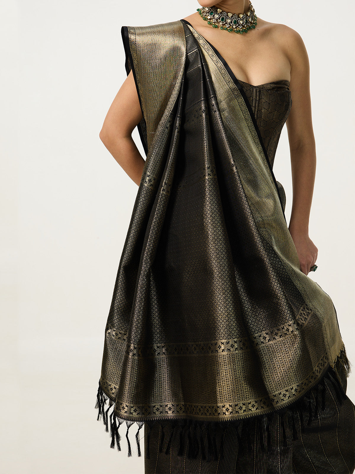 Handwoven Black Kanjivaram Saree