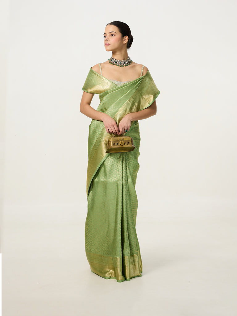 Handwoven Light Green Kanjivaram Saree
