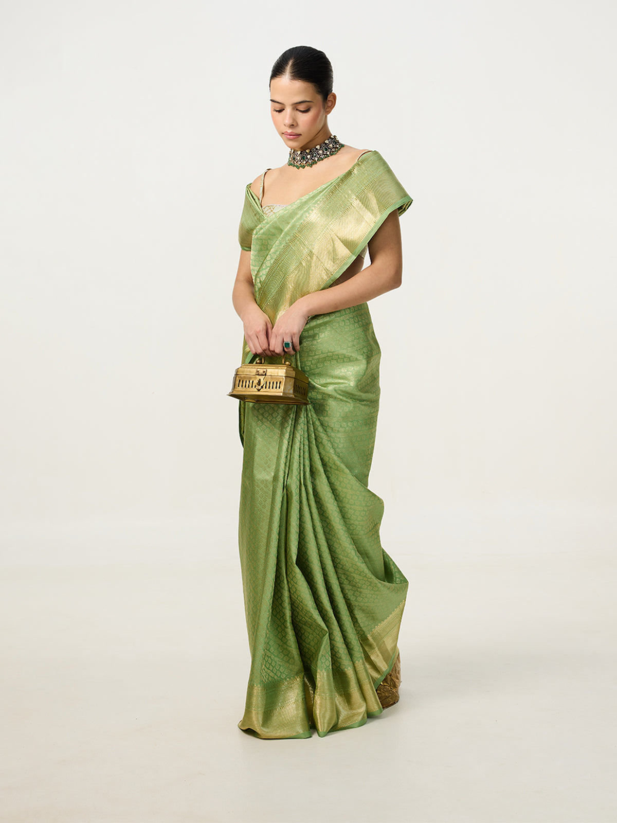 Handwoven Light Green Kanjivaram Saree