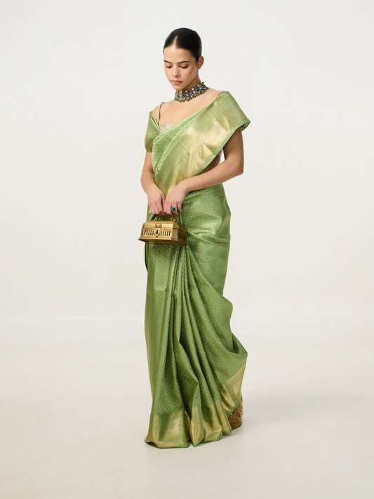 Handwoven Light Green Kanjivaram Saree