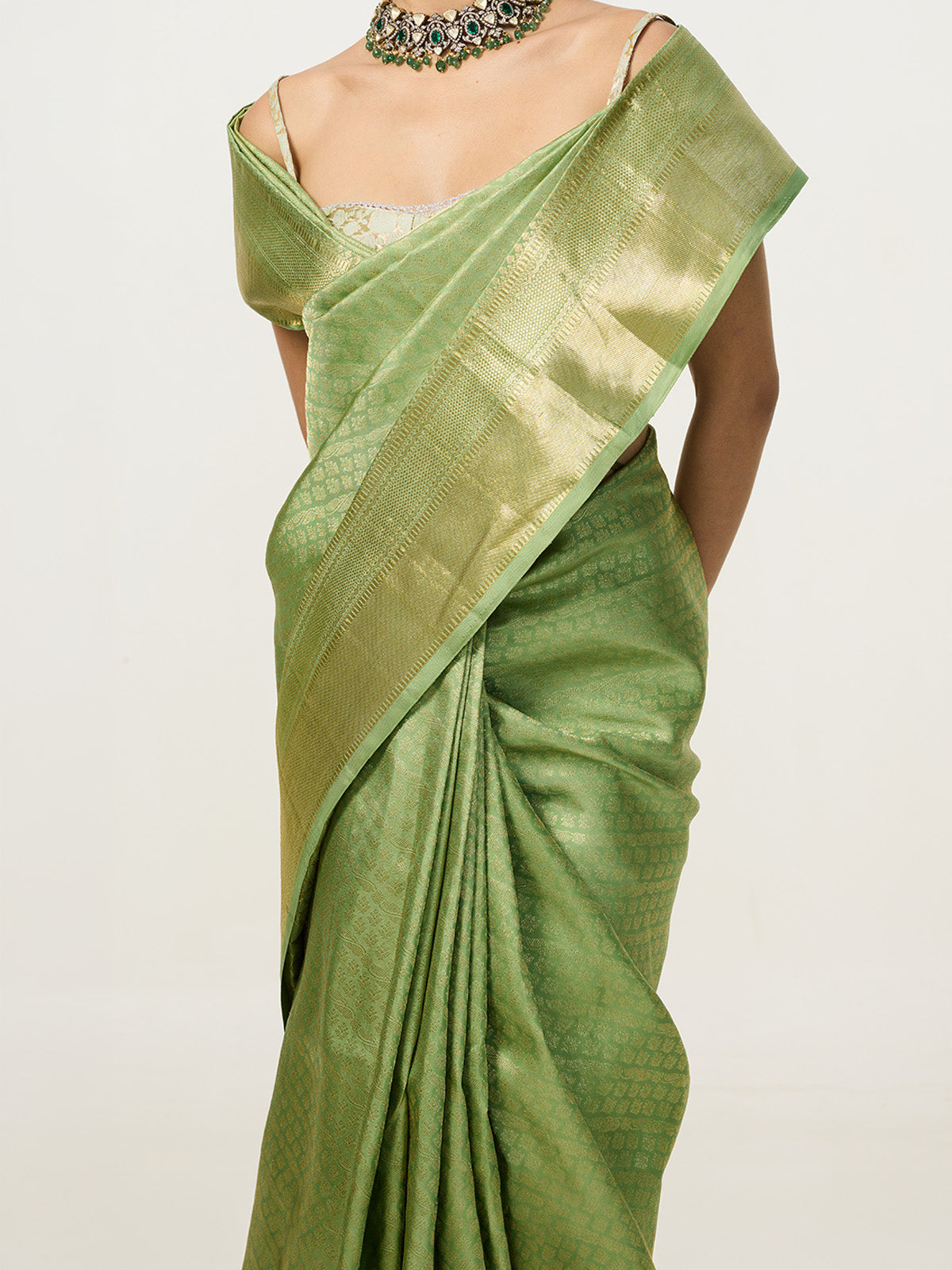 Handwoven Light Green Kanjivaram Saree