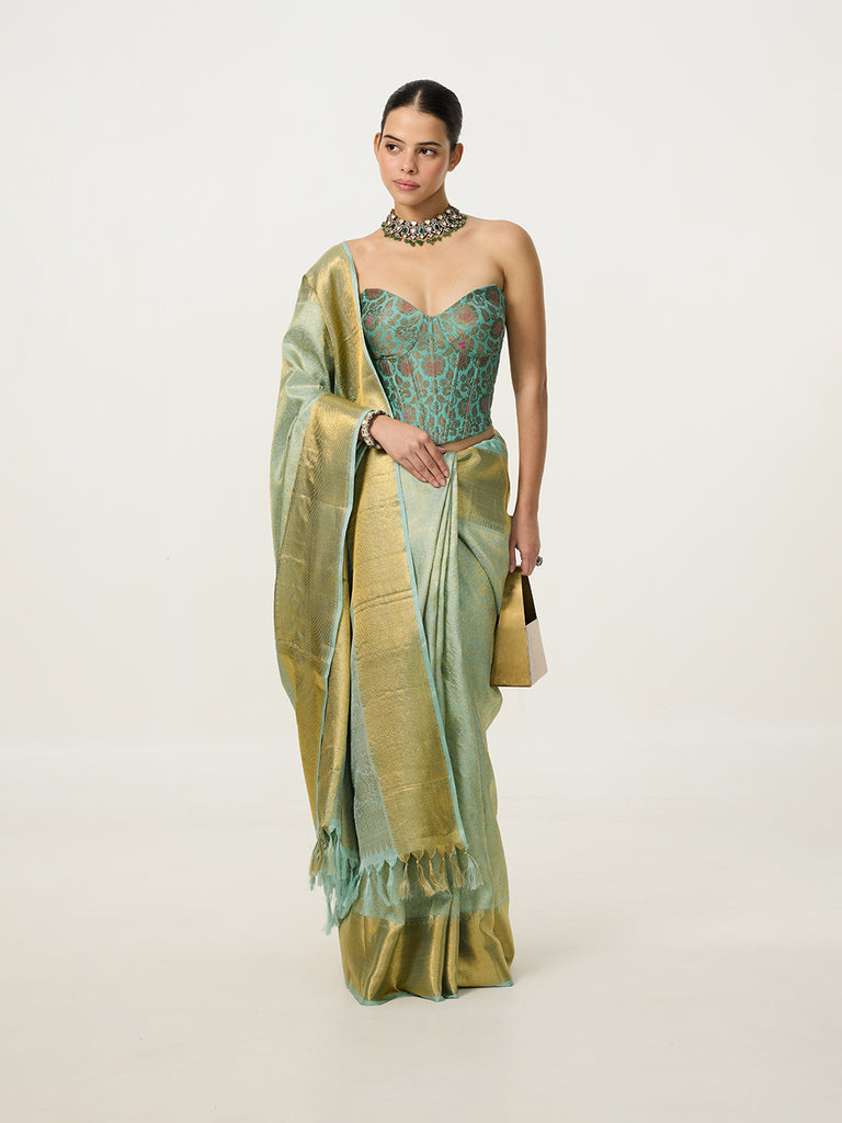 Handwoven Light Green Kanjivaram Saree