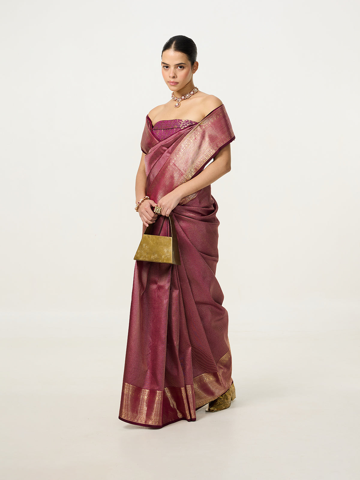 Handwoven Lavendar Kanjivaram Saree