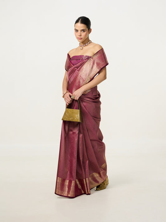 Handwoven Lavendar Kanjivaram Saree