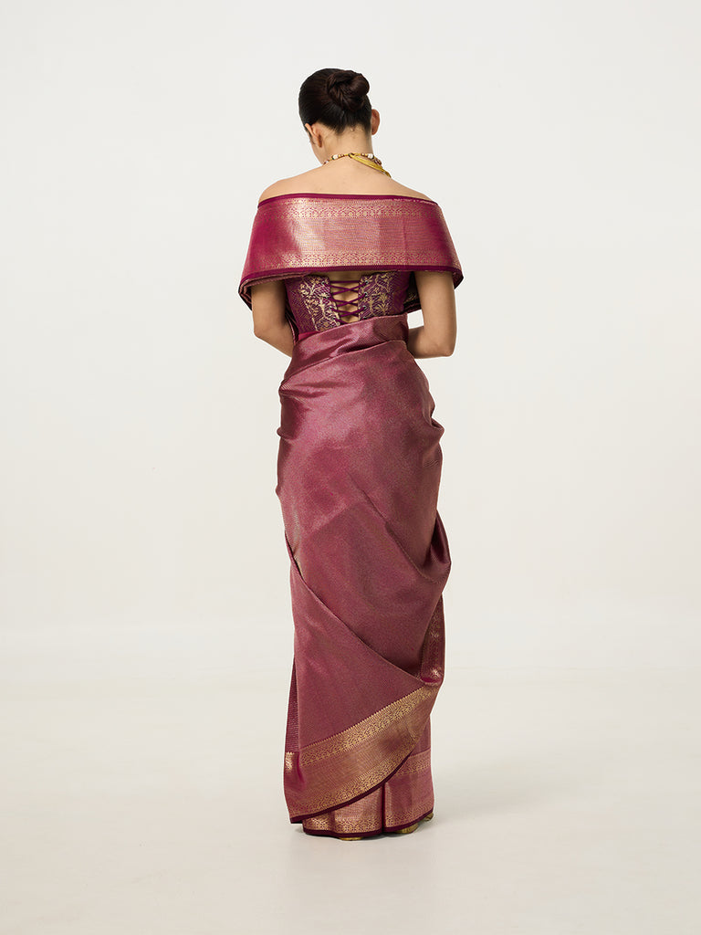 Handwoven Lavendar Kanjivaram Saree