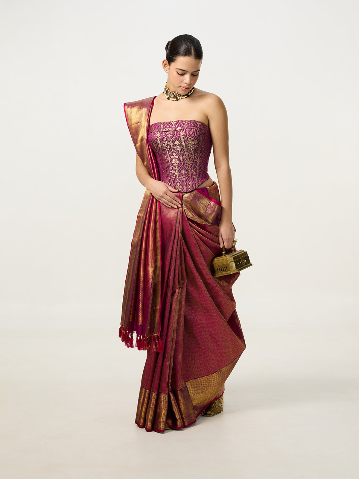 Handwoven Fuchsia Pink Kanjivaram Saree