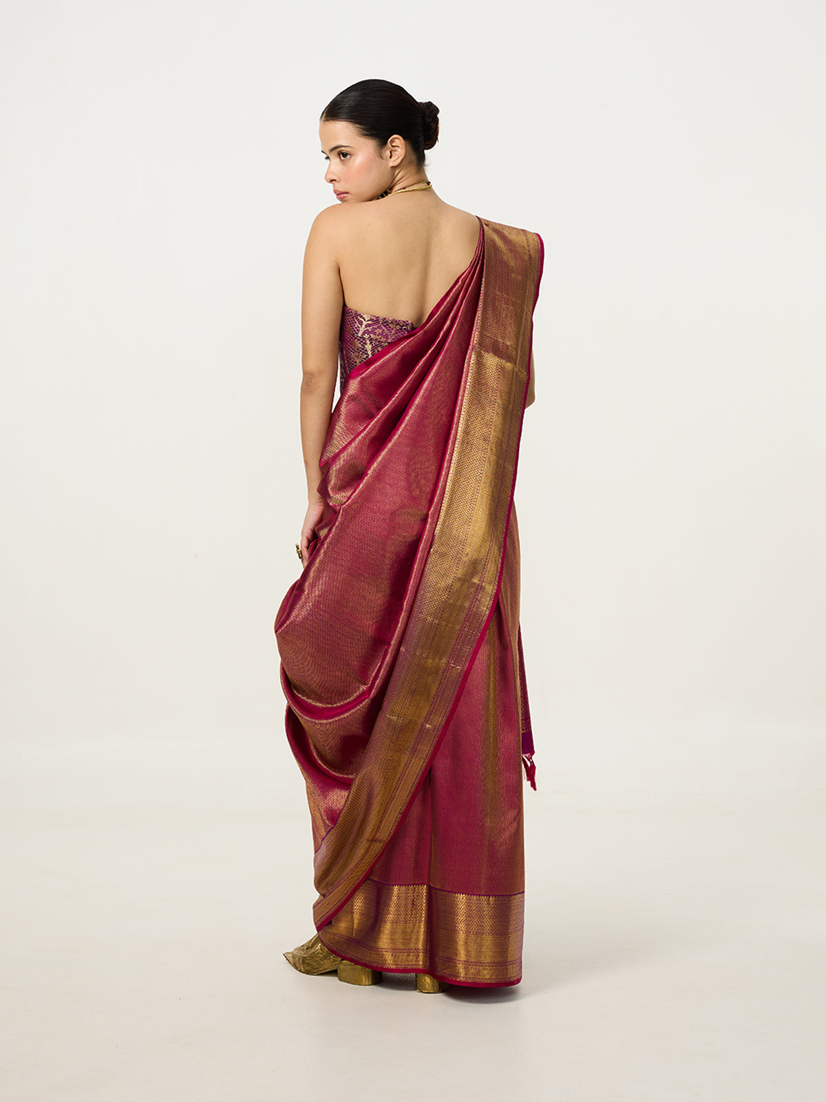 Handwoven Fuchsia Pink Kanjivaram Saree