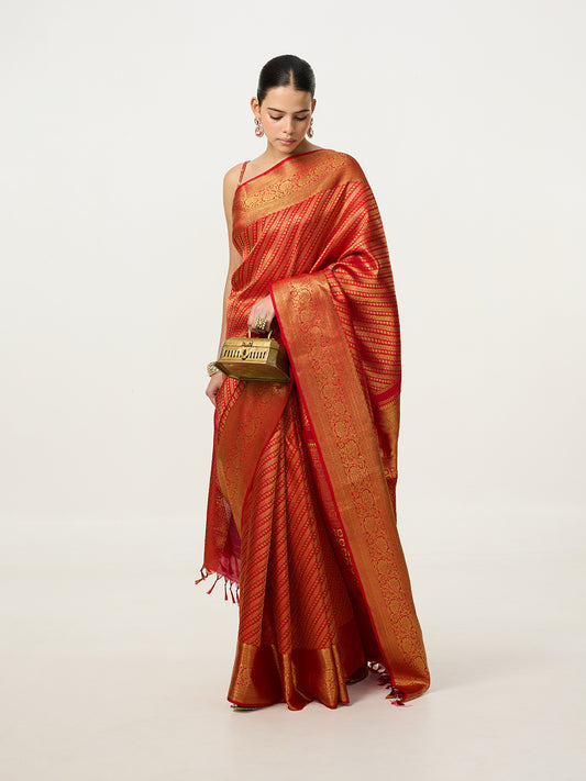 Handwoven Red Kanjivaram Saree