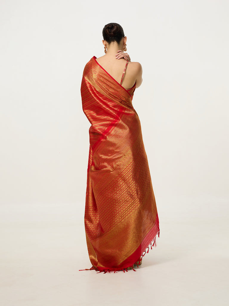Handwoven Red Kanjivaram Saree
