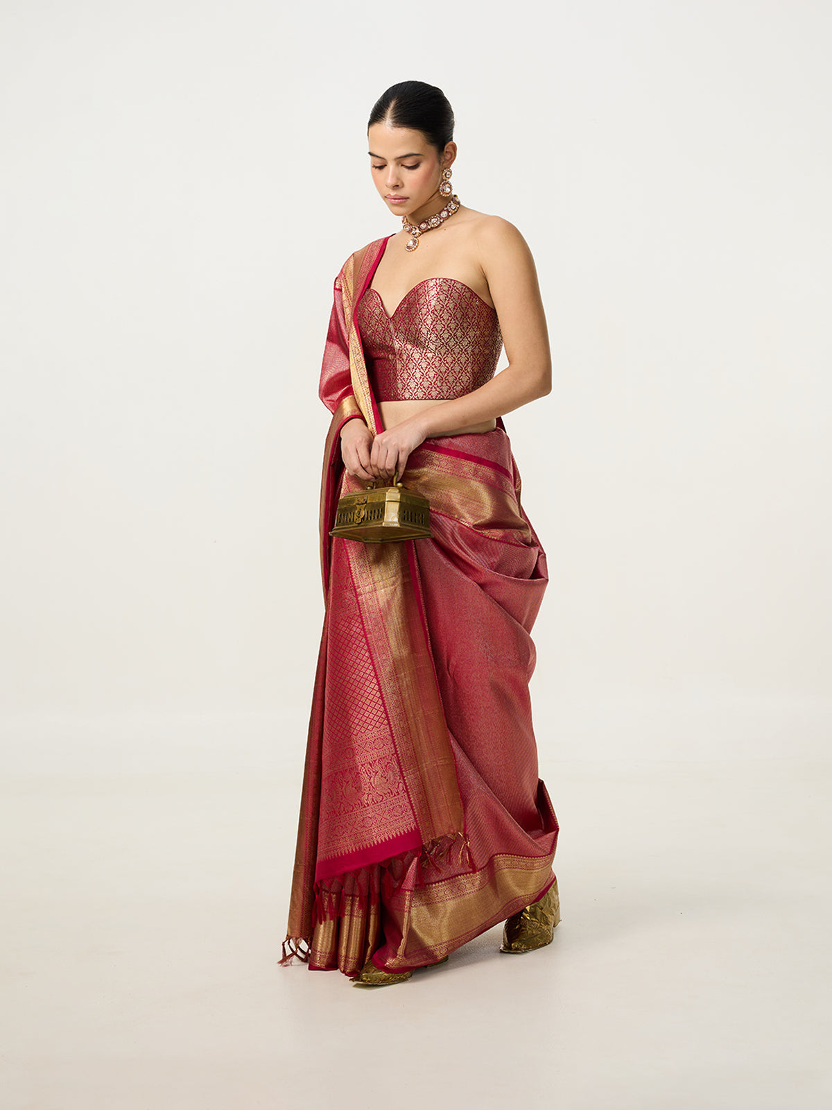 Handwoven Deep Pink Kanjivaram Saree