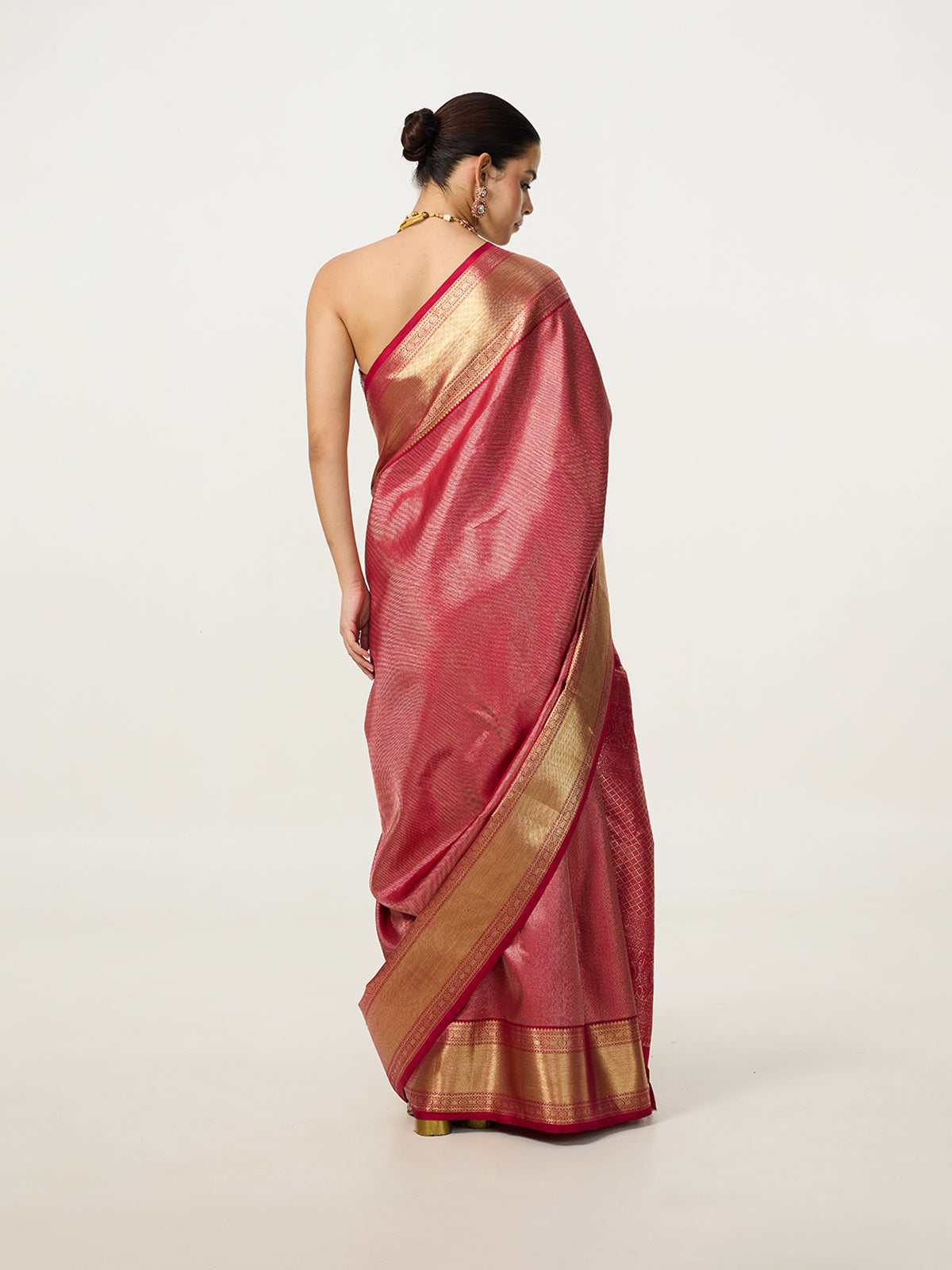 Handwoven Deep Pink Kanjivaram Saree