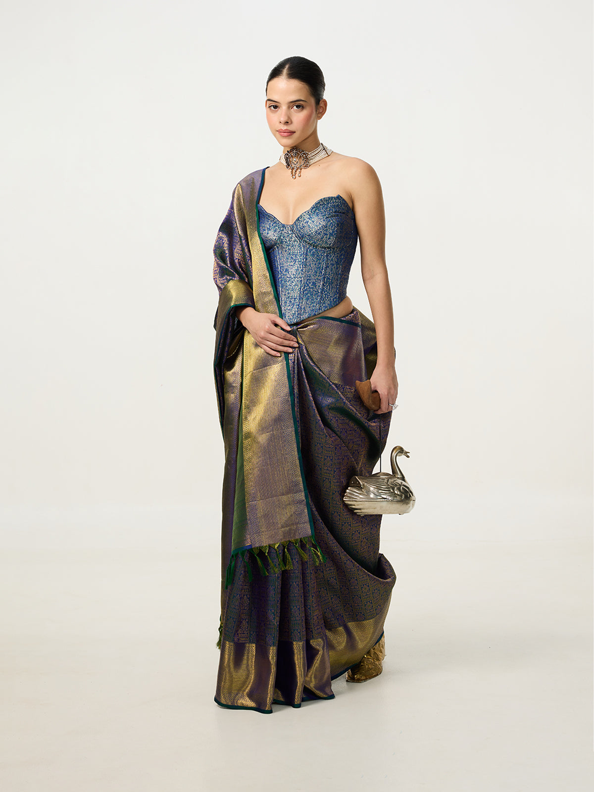 Handwoven Deep Blue Kanjivaram Saree