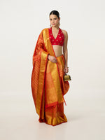 Handwoven Orange Kanjivaram Saree