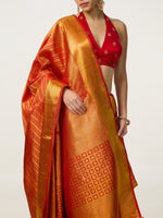 Handwoven Orange Kanjivaram Saree