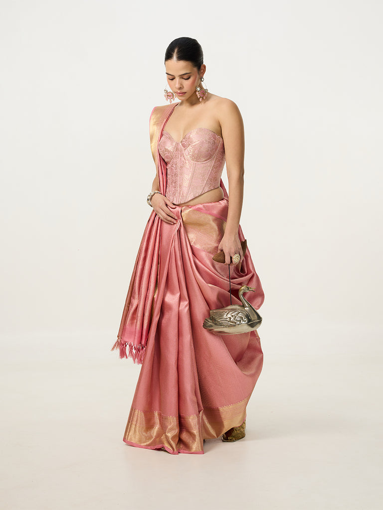 Handwoven Pink Kanjivaram Saree