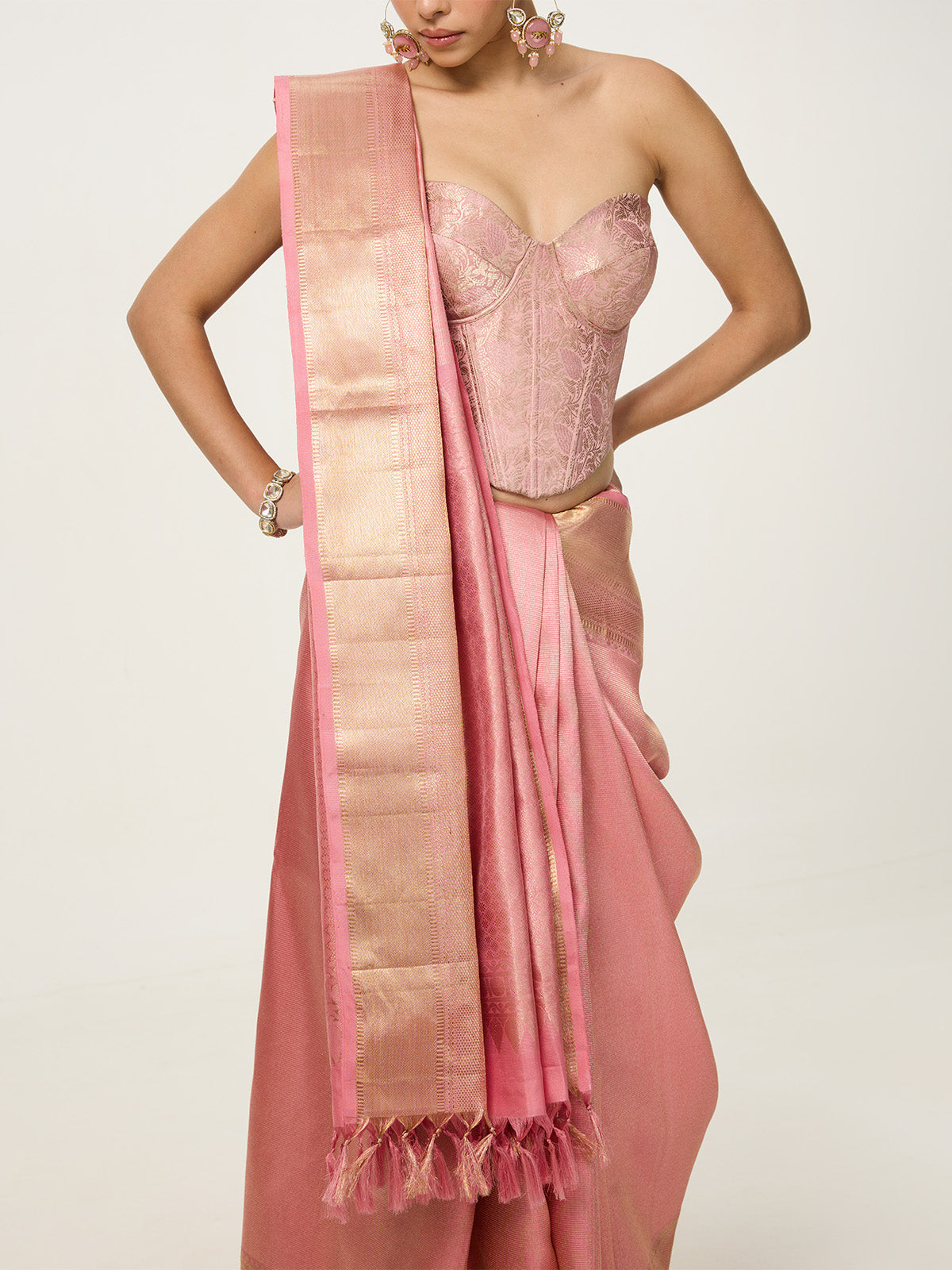 Handwoven Pink Kanjivaram Saree