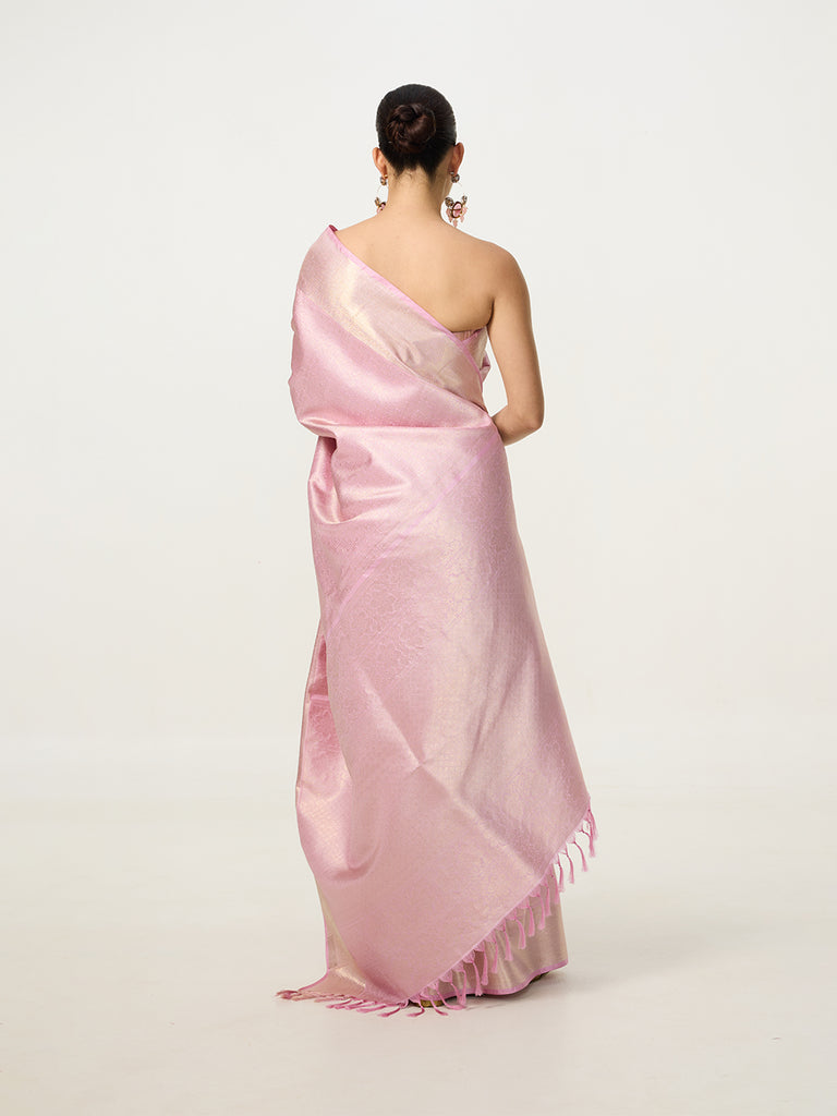Handwoven Pink Kanjivaram Saree