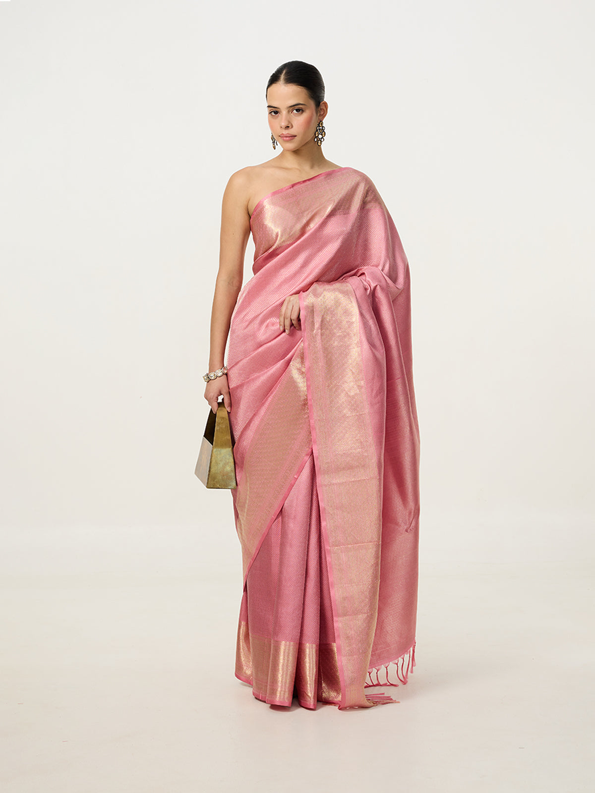 Handwoven Pink Kanjivaram Saree