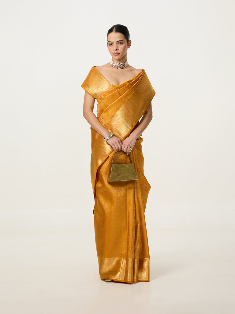Handwoven Citrine Yellow Kanjivaram Saree