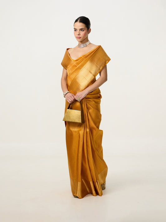 Handwoven Citrine Yellow Kanjivaram Saree