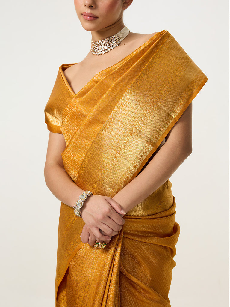 Handwoven Citrine Yellow Kanjivaram Saree