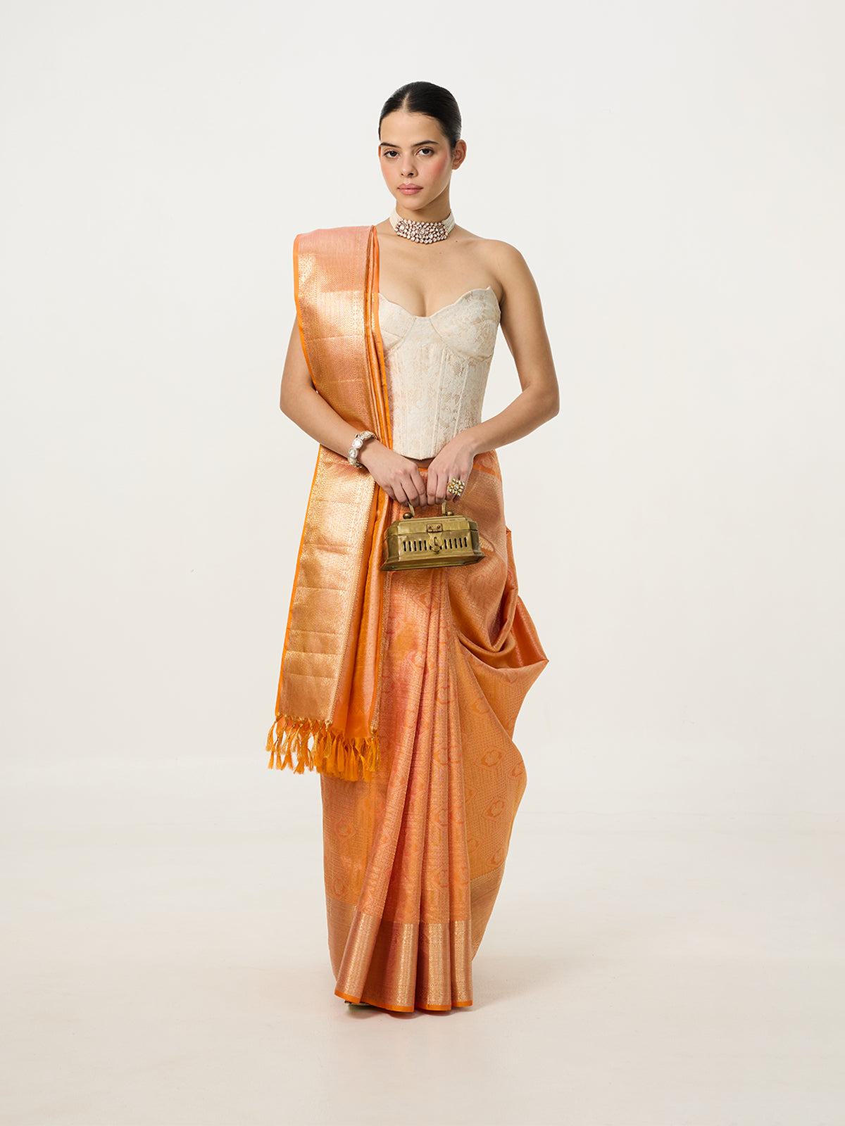 Handwoven Orange Kanjivaram Saree