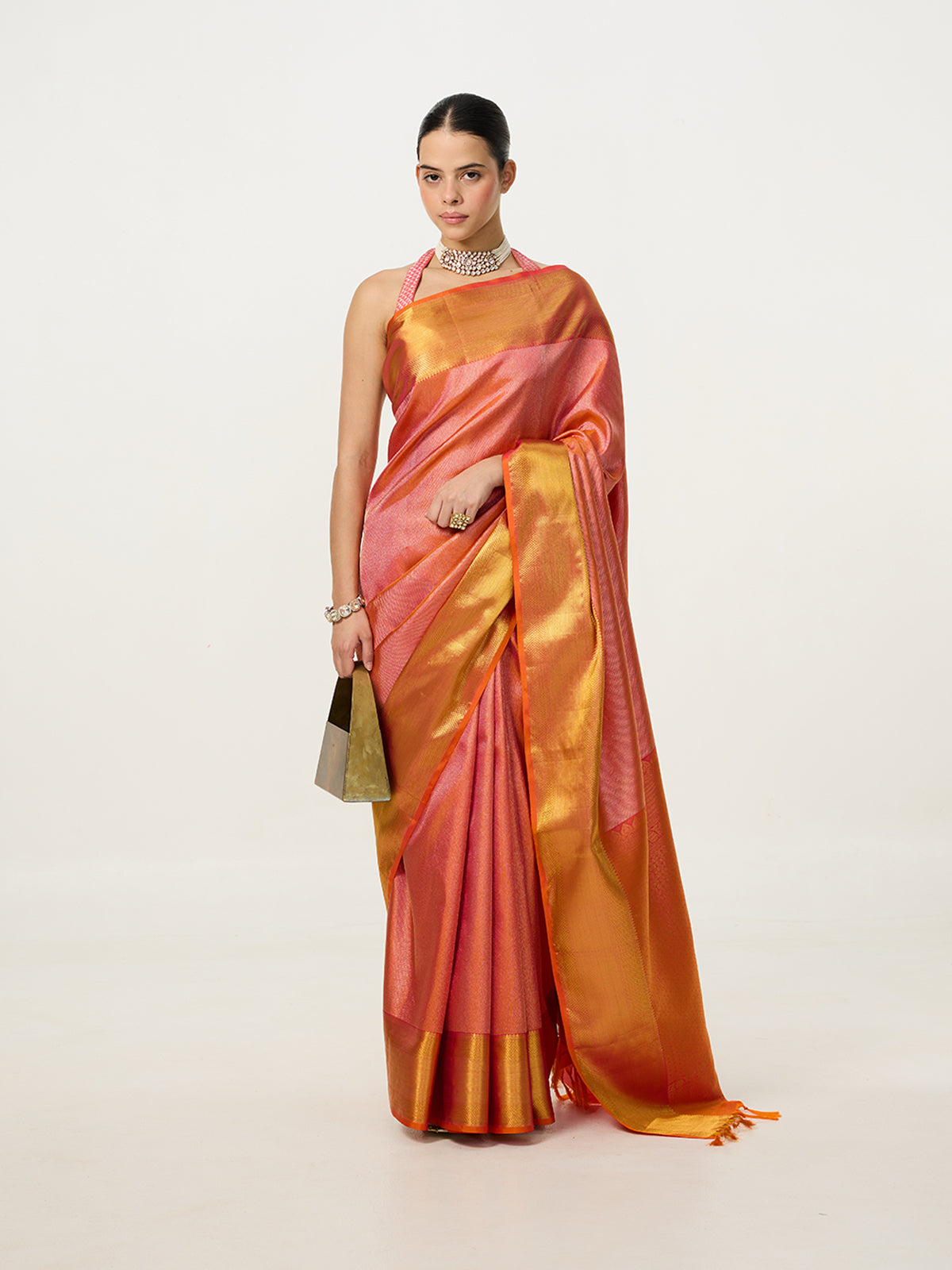 Handwoven Mustard Yellow Kanjivaram Saree