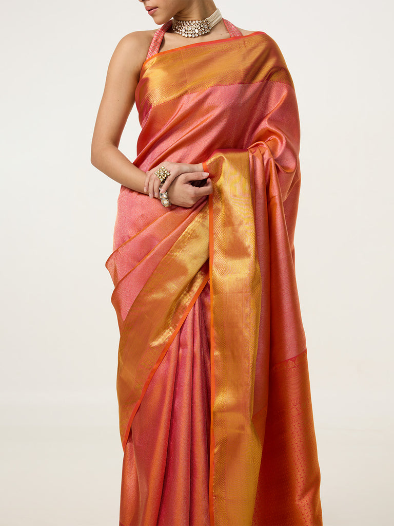 Handwoven Mustard Yellow Kanjivaram Saree