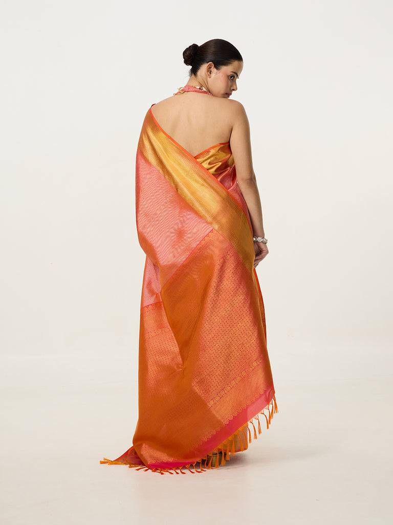 Handwoven Mustard Yellow Kanjivaram Saree