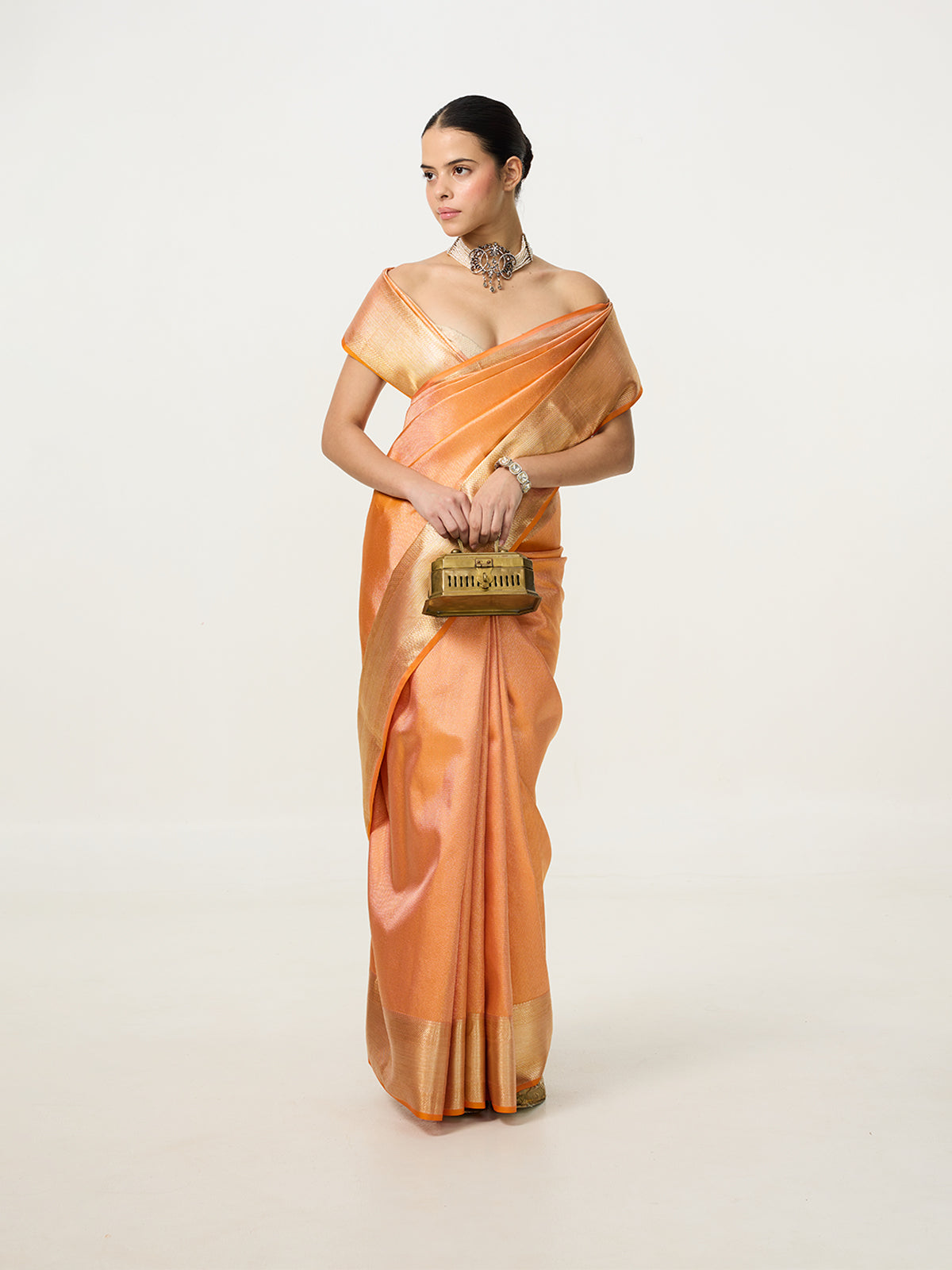 Handwoven Soft Peach Kanjivaram Saree