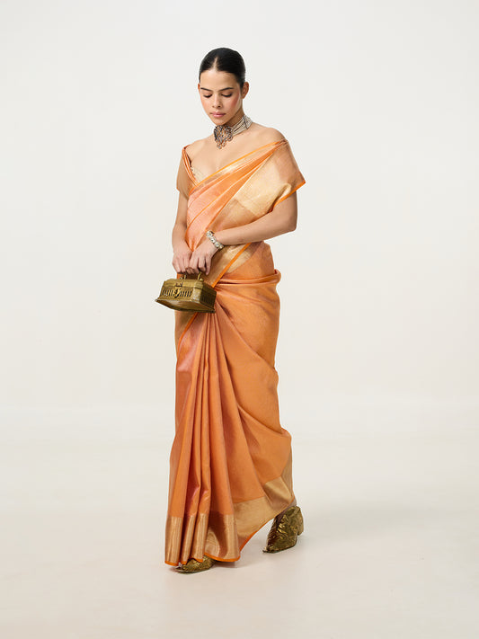 Handwoven Soft Peach Kanjivaram Saree